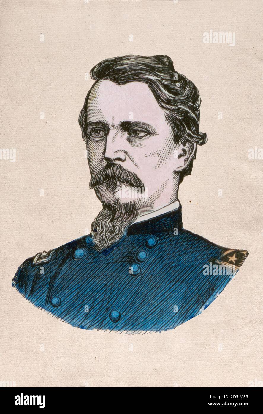Porträt des Generals Hancock. Winfield Scott Hancock (1824 – 1886) war ein Offizier der US-Armee und der demokratische Kandidat für den Präsidenten der Uni Stockfoto