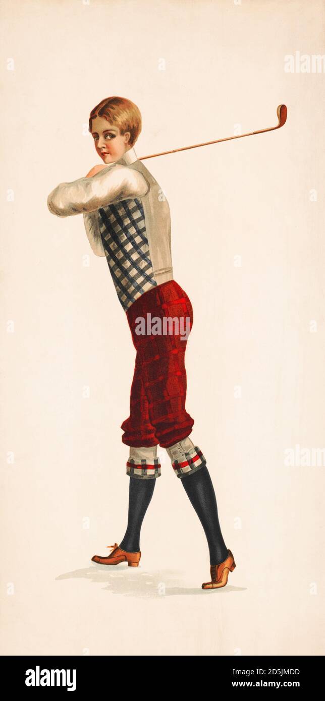 Illustration des Retro Golfspielers. 1900er Stockfoto