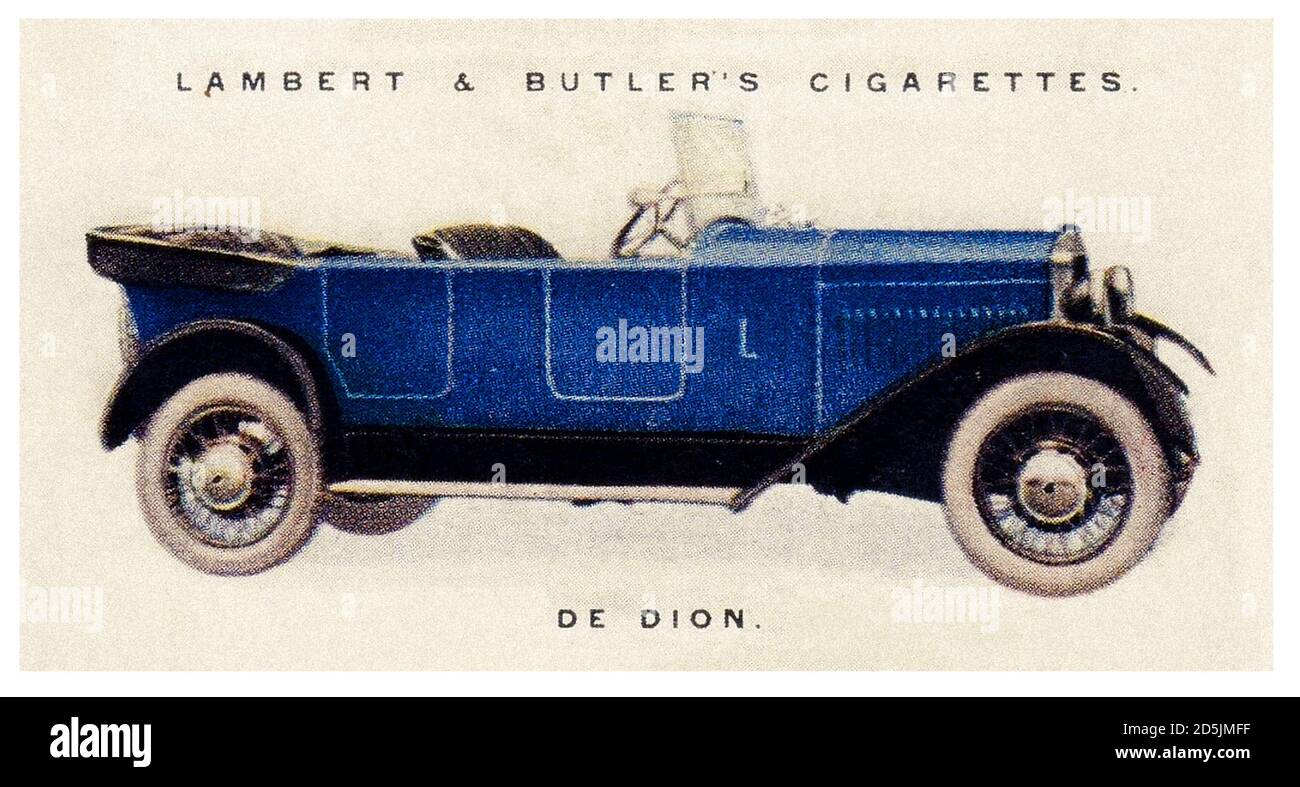 Illustration von Retro-Auto de Dion. Lambert und Butlers Zigaretten. 1920er Jahre Stockfoto