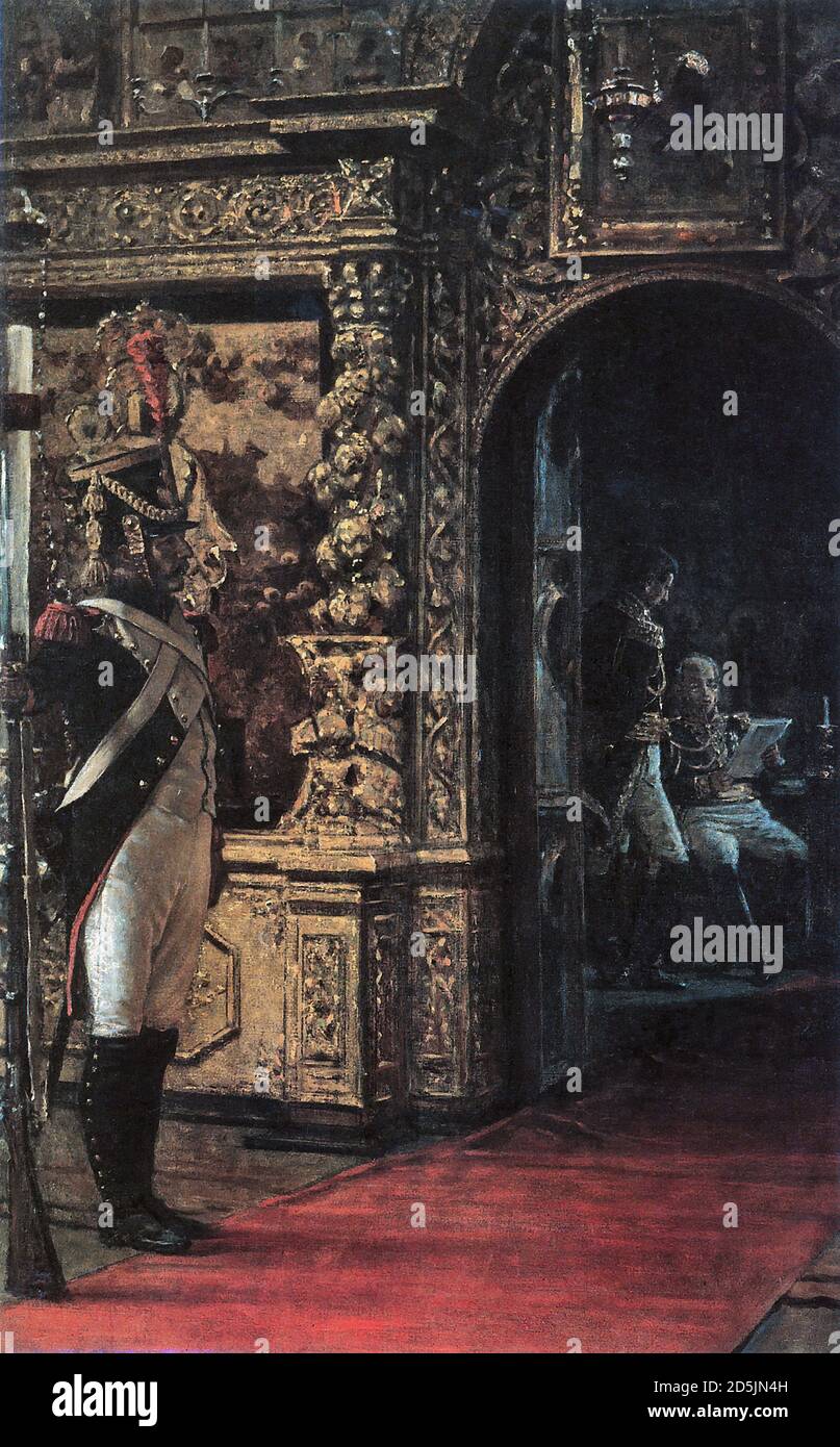 Wereschtschagin Wassilij Wassiljewitsch - Marschall Davout im Kloster Tschudow - Russische Schule - 19. Jahrhundert Stockfoto