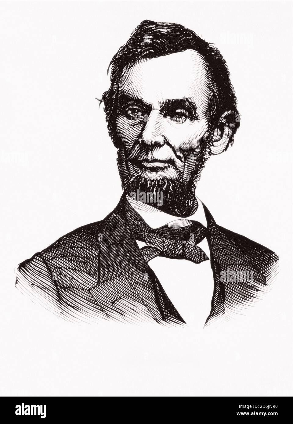 Porträt von Präsident Abraham Lincoln. Abraham Lincoln (1809 – 1865) war ein amerikanischer Staatsmann und Rechtsanwalt, der als 16. Präsident der Einheit diente Stockfoto