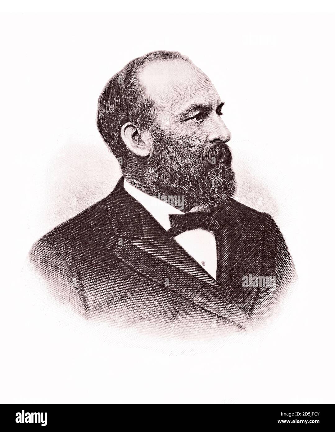 Porträt von Präsident James A. Garfield. James Abram Garfield (1831 – 1881) war der 20. Präsident der Vereinigten Staaten, ab 4. März 1881, U Stockfoto
