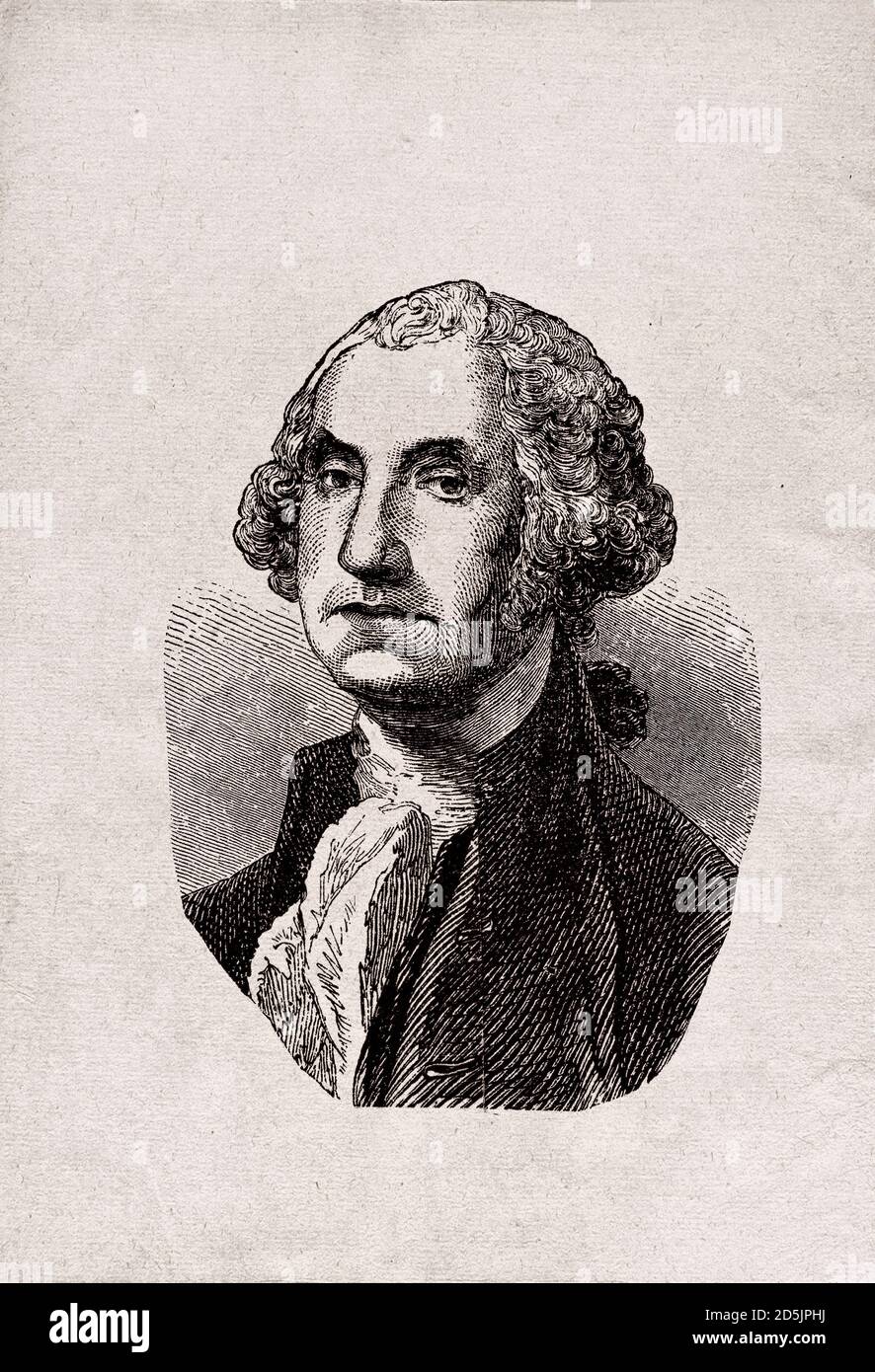 Porträt von Präsident George Washington. George Washington (1732 – 1799) war ein amerikanischer politischer Führer, Militärgeneral, Staatsmann und Gründer f Stockfoto