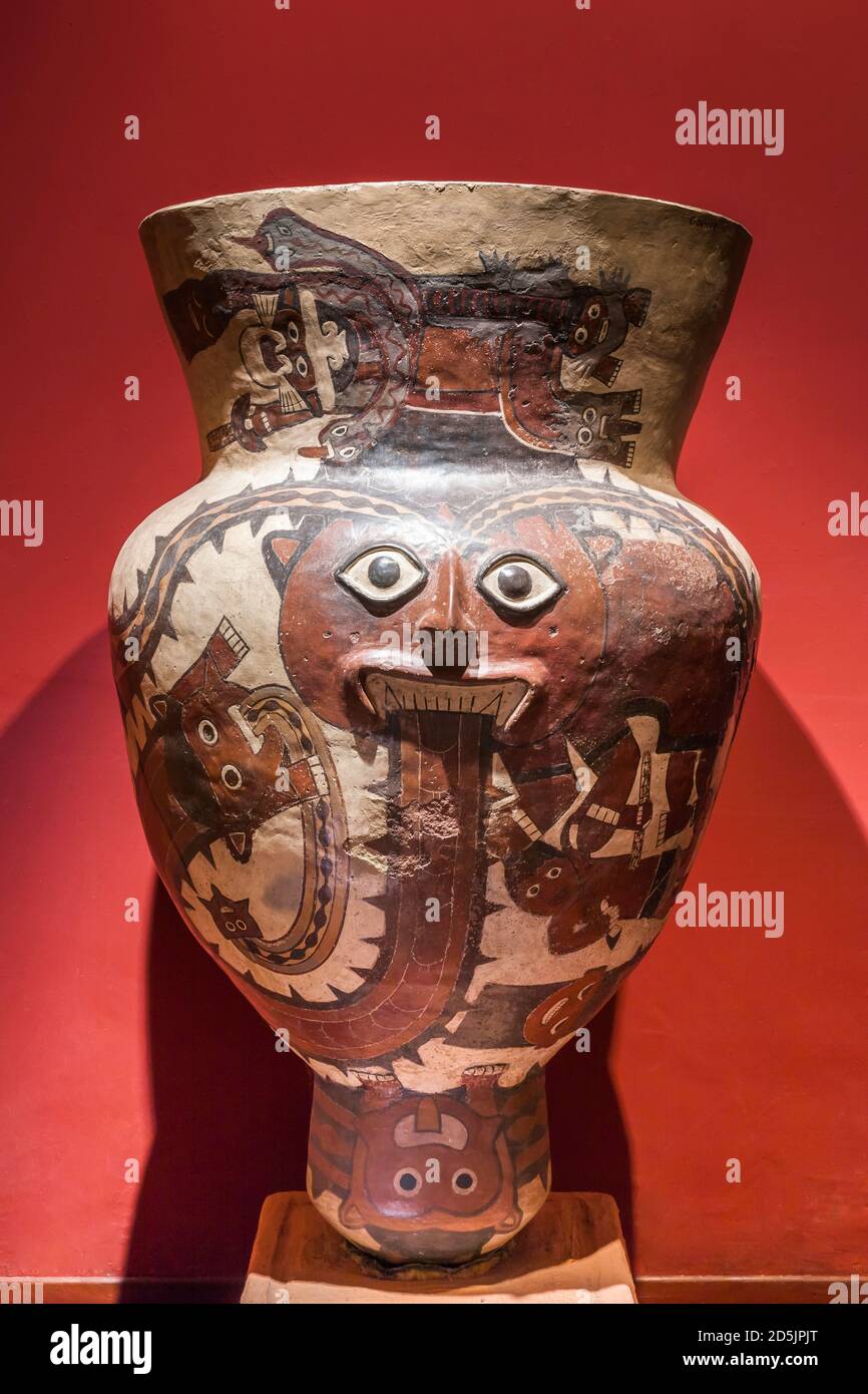 Drum of Nazca, Nazca Sammlungsgalerie,Präkolumbianisch, 'Nationalmuseum für Archäologie, Anthropologie und Geschichte Perus', Lima, Peru, Südamerika Stockfoto