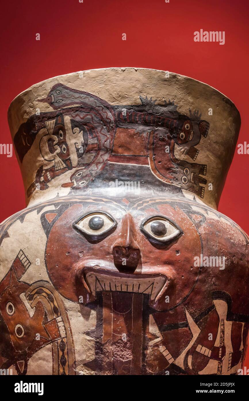 Drum of Nazca, Nazca Sammlungsgalerie,Präkolumbianisch, 'Nationalmuseum für Archäologie, Anthropologie und Geschichte Perus', Lima, Peru, Südamerika Stockfoto