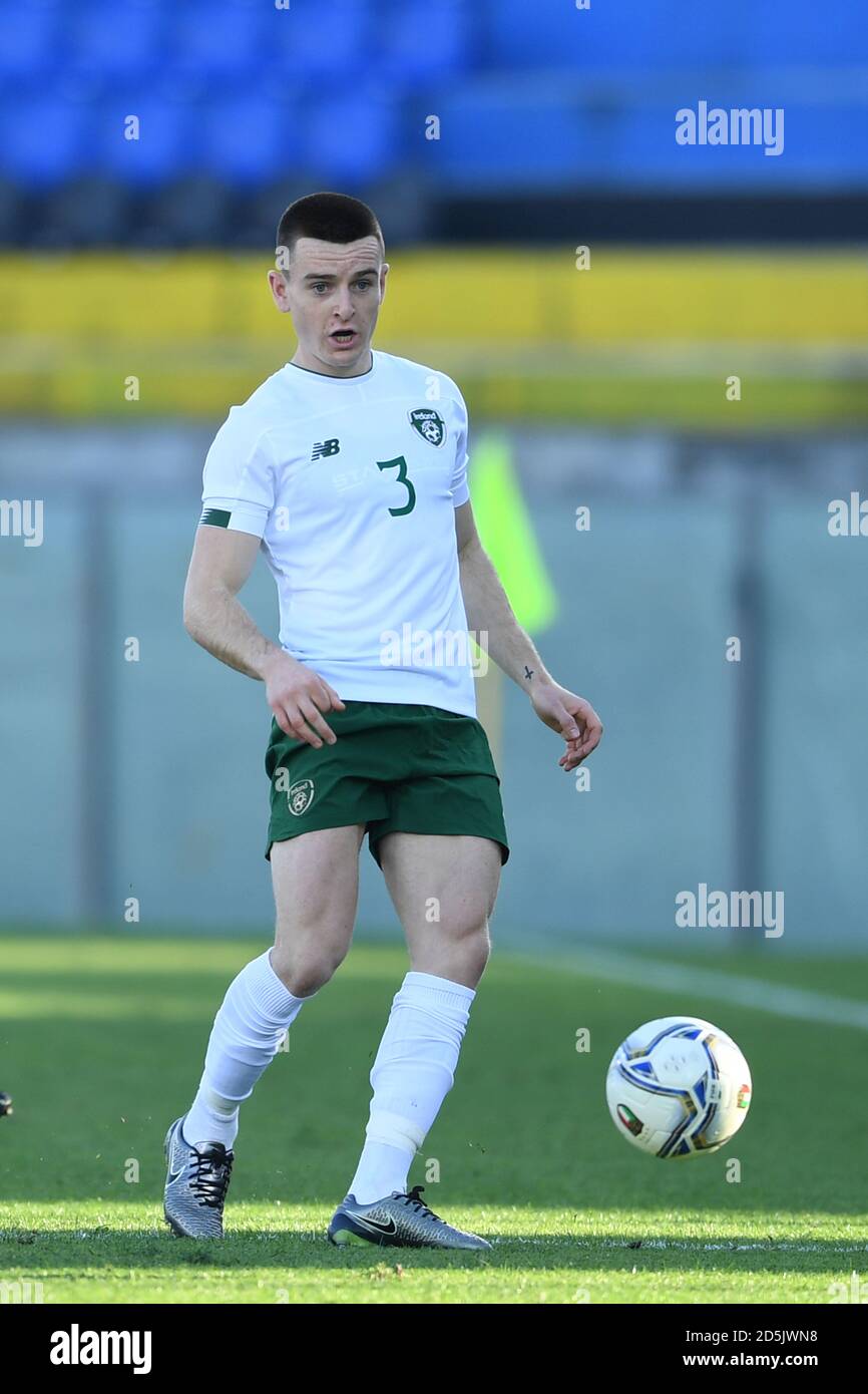 DarraghLeahy (Irland) Während der UEFA Under 21 Ungarn-Slowenien 2021 Qualifikationsspiel zwischen IItaly 2-0 Irland in der Arena Garibaldi Stadion am 13. Oktober 2020 in Pisa, Italien. Foto von Maurizio Borsari/AFLO Stockfoto