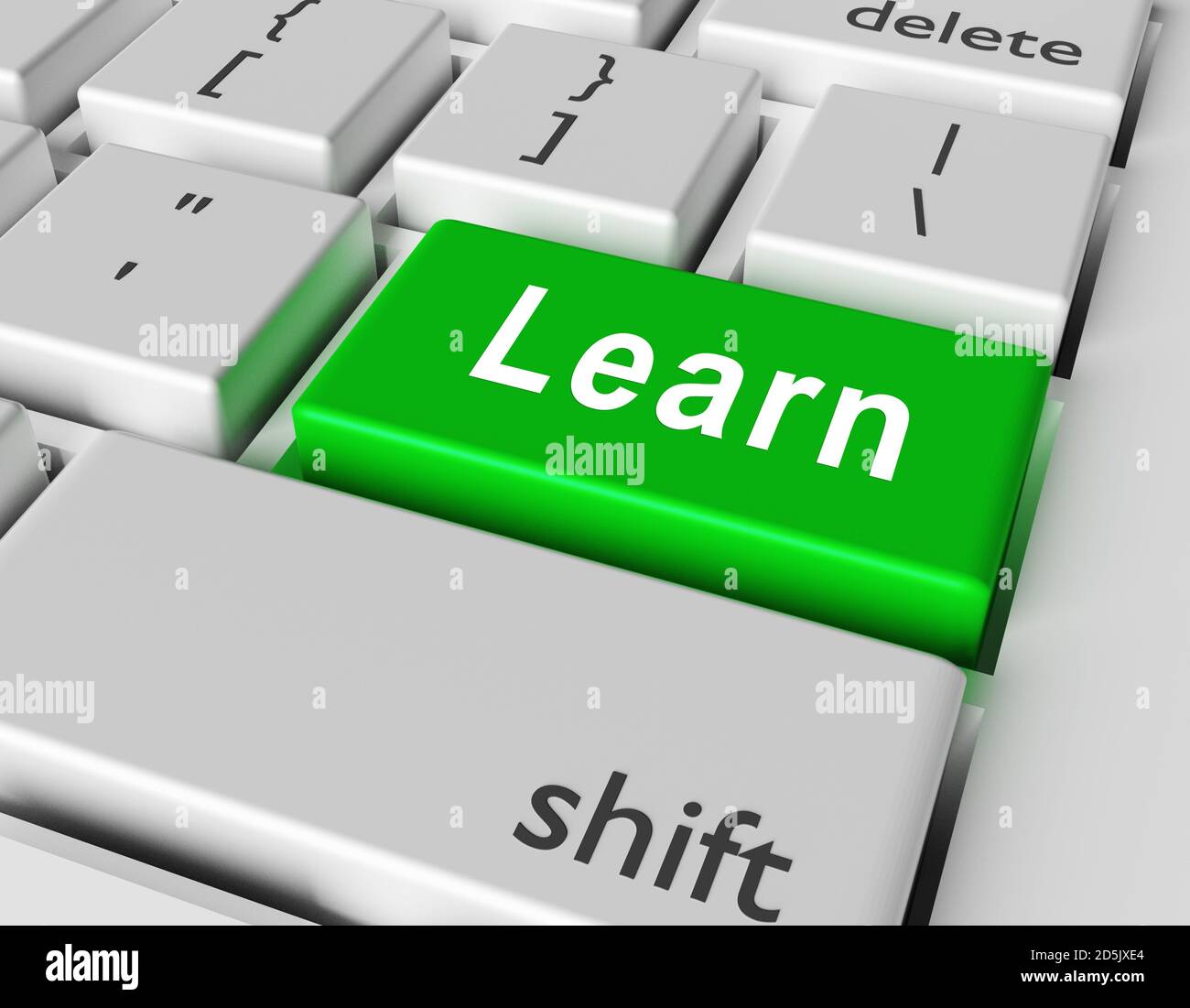 Lernkonzept. Word Lernen auf Taste der Computer-Tastatur. 3d-Rendering Stockfoto