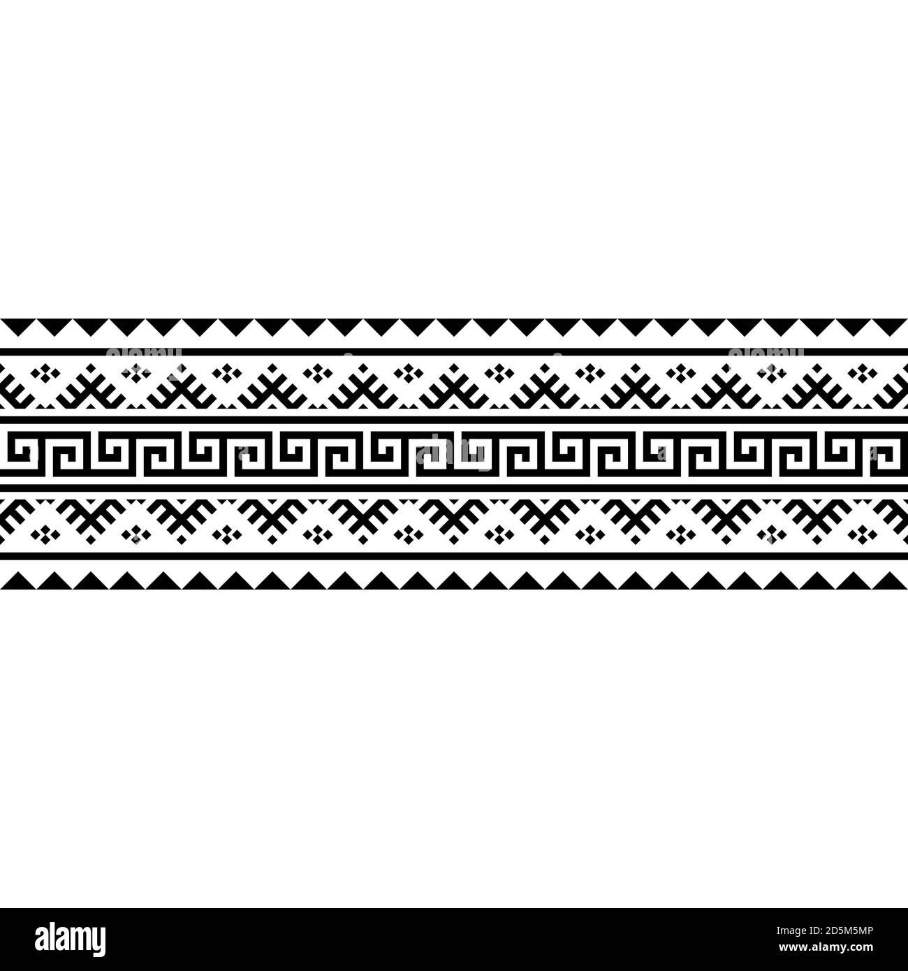 Ikat Aztec Ethnic Nahtloses Musterdesign in schwarz und weiß Farbe Stock Vektor