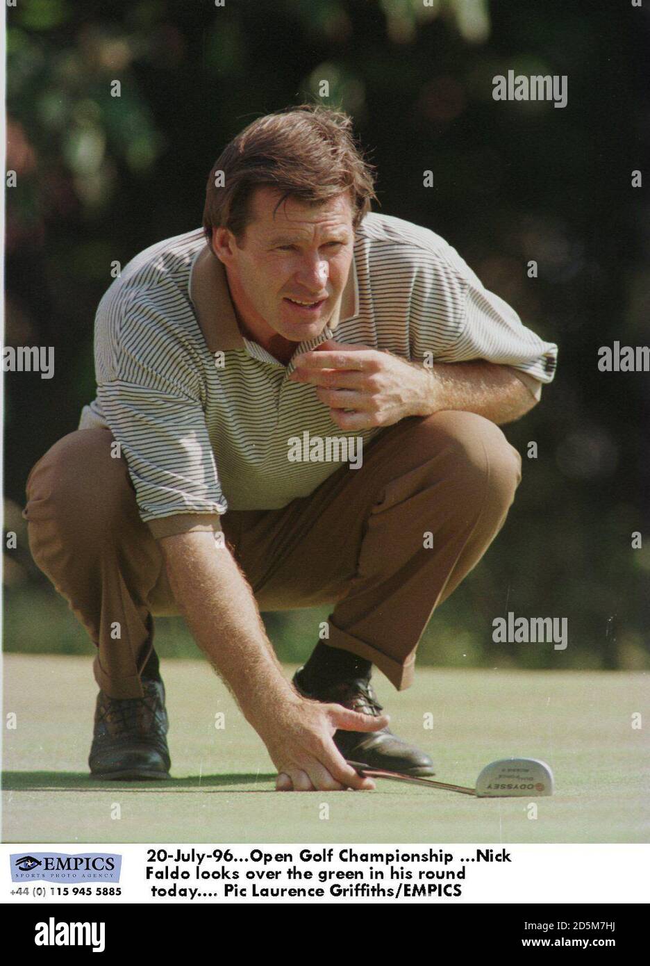 20-Juli-96. Open Golf Championship ...Nick Faldo blickt heute in seiner Runde über das Grün Stockfoto