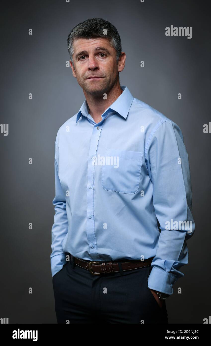 Oldham Athletic Manager Stephen Robinson während des EFL Managers Feature Schießen Stockfoto