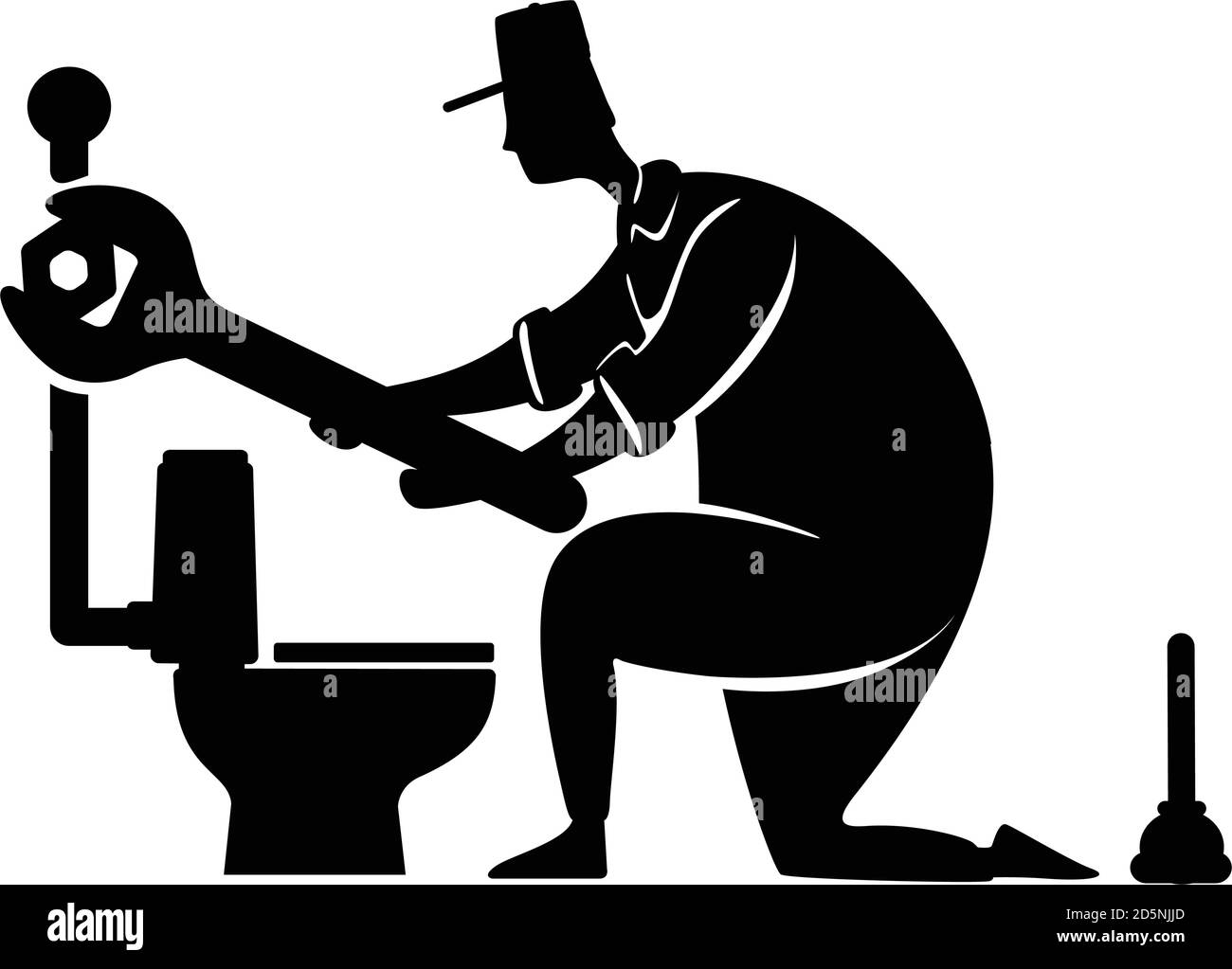 Sanitär Dienstleistungen schwarz Silhouette Vektor Illustration Stock Vektor