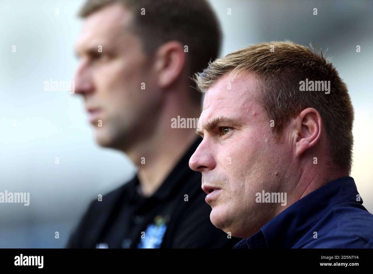 Bury-Manager David Flitcroft vor dem Spiel. Stockfoto