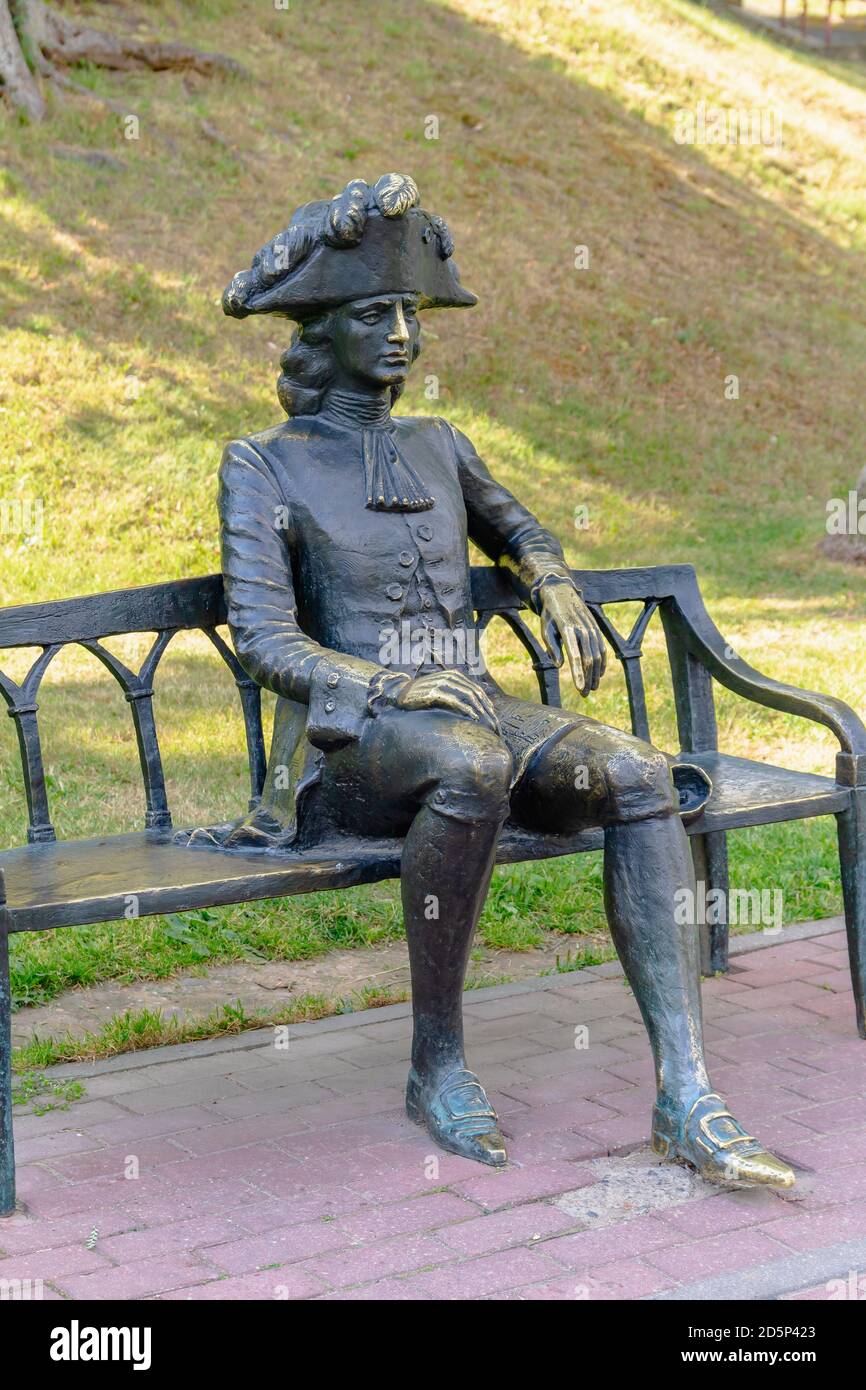 Bronzeskulptur in Grodno, die dem kollektiven Bild von gewidmet ist Der Architekt Stockfoto