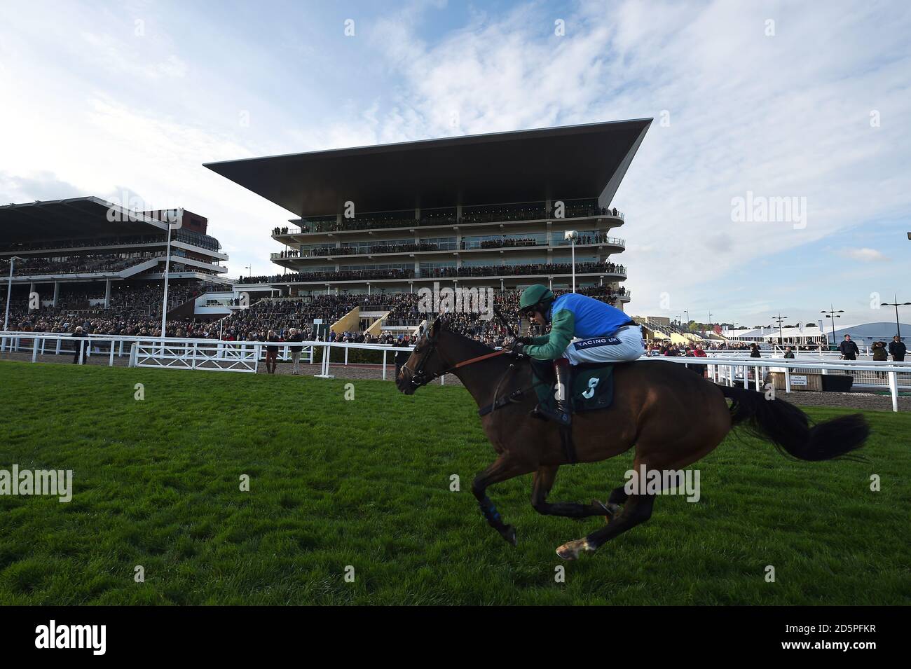 Jockey Aidan Coleman bei Midnight Shot auf dem Weg nach Gewinnen der Join the Jockey Club Ownership Syndicate Handicap Hürde Stockfoto