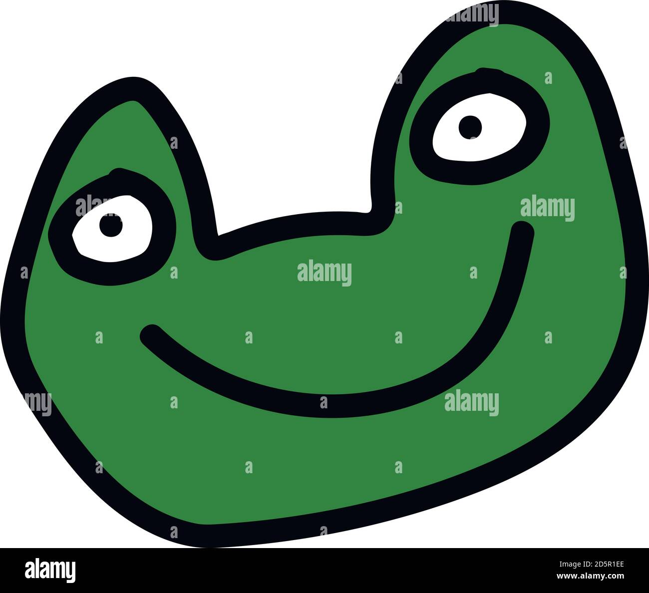 Niedliche grüne Frosch Cartoon Gesicht auf weißem Hintergrund Stock Vektor