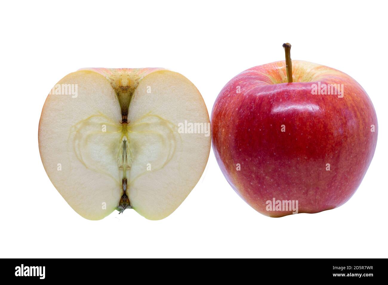 Frische Royal Gala Äpfel isoliert auf weißem Hintergrund Stockfoto