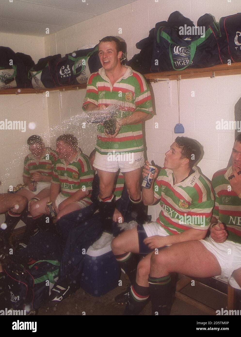 In der Umkleidekabine feiert Austin Healey von Leicester Stockfoto