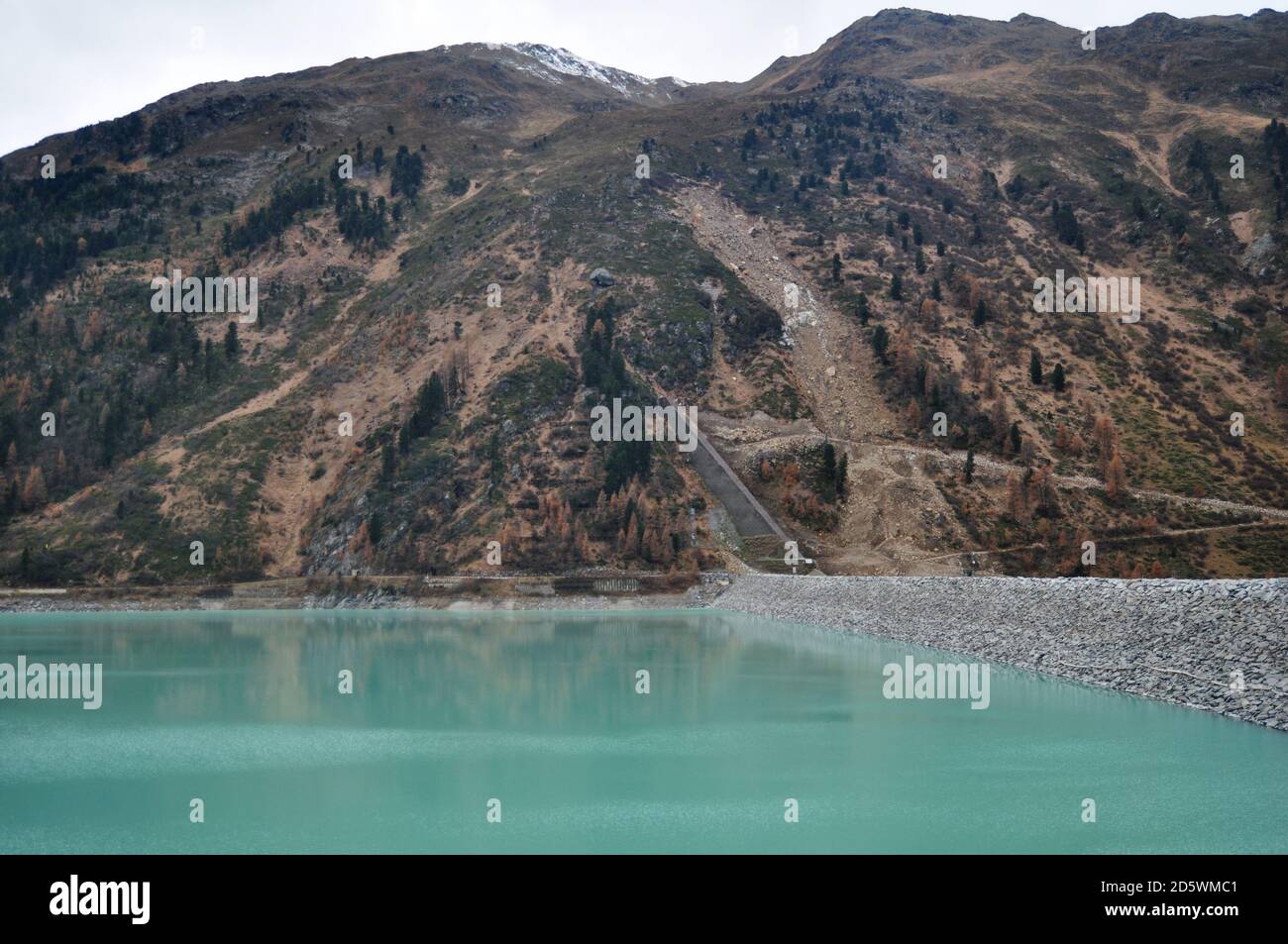 Landschaft von Gepatsch Stausee Stausee und Vernagt-Stausee mit Alpen Berg im Kaunertaler Gletscher im Kaunertal Dorf Alpental in Der Stockfoto