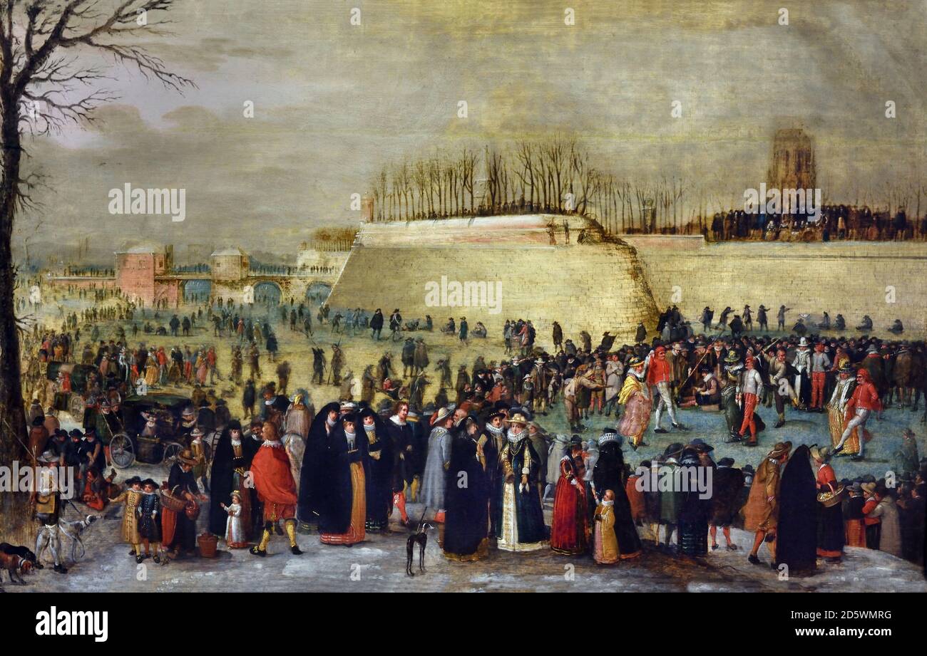 Winter Maskerade mit Skater 1615 von Denis - Denijs van Alsloot 1570 1626 Belgien Belgien Flämisch Stockfoto