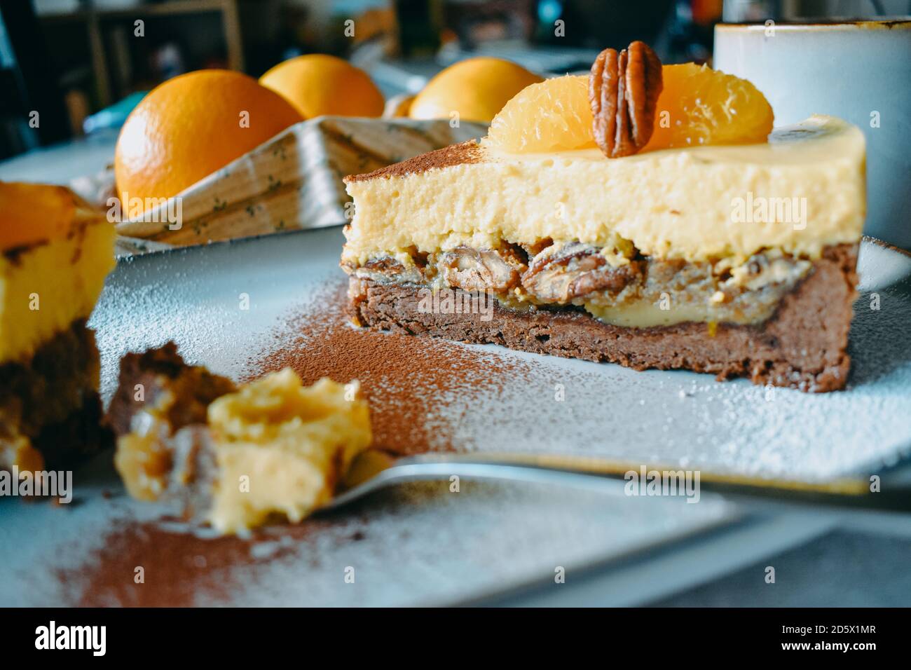 Orangen-Käsekuchen Stockfoto