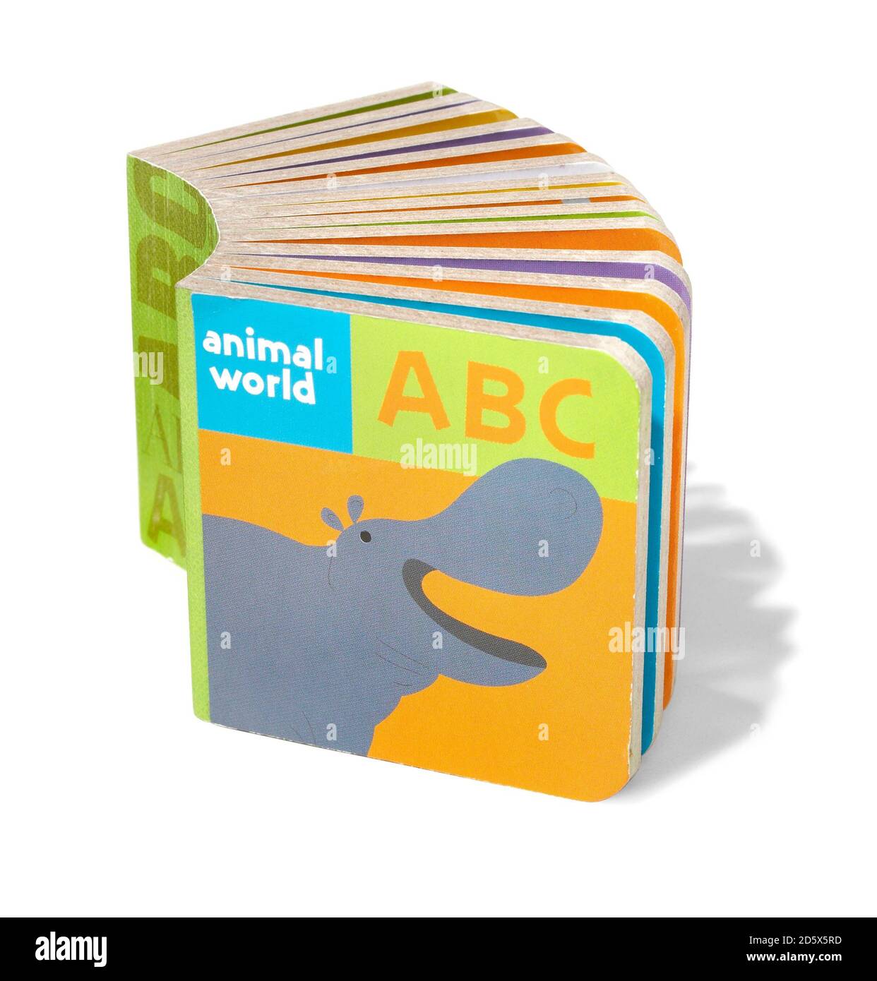 Maukilo Tier Welt abc Block Buch auf einem weißen fotografiert Hintergrund Stockfoto