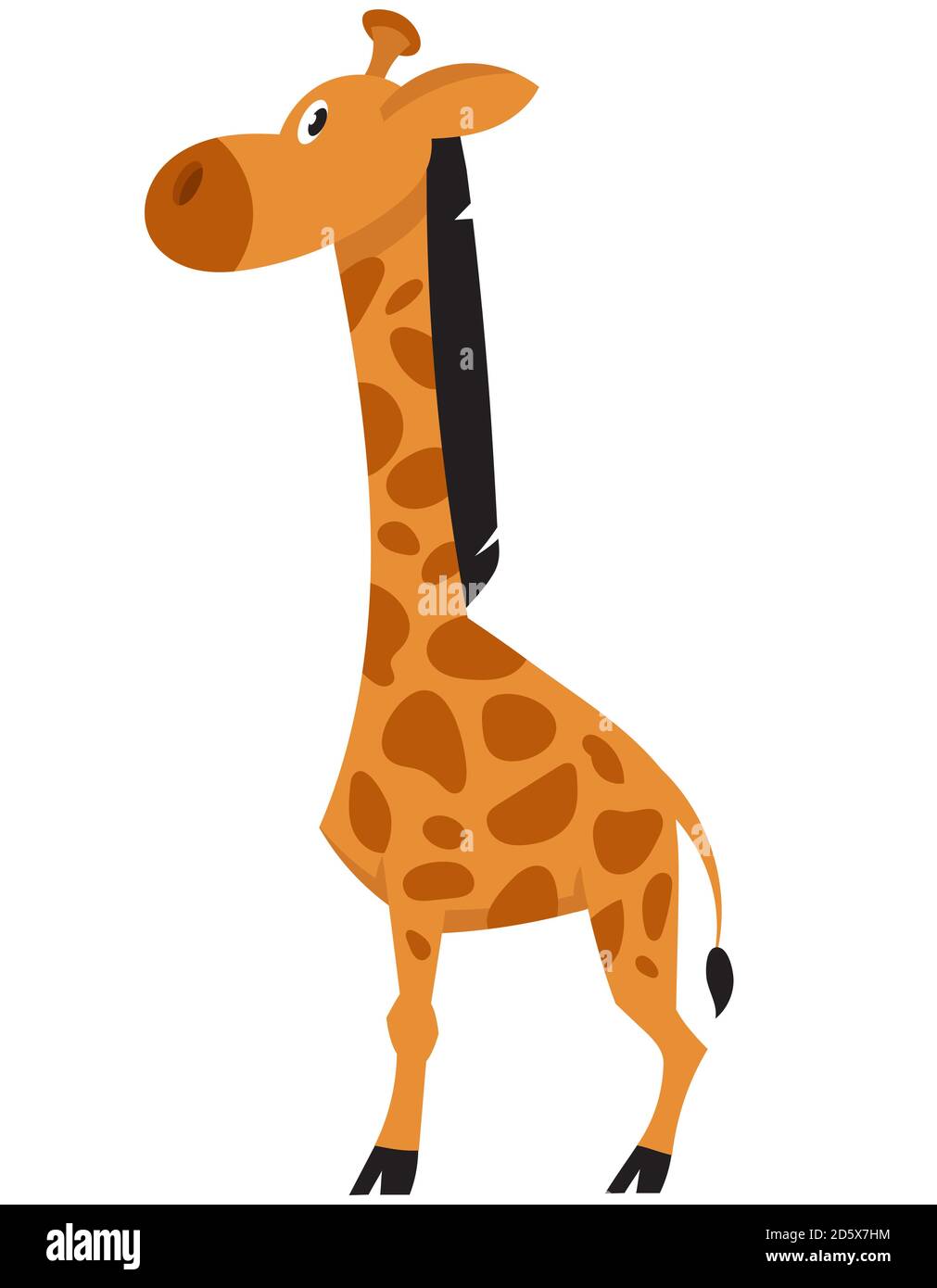 Stehende Giraffe Seitenansicht. Afrikanisches Tier im Cartoon-Stil. Stock Vektor