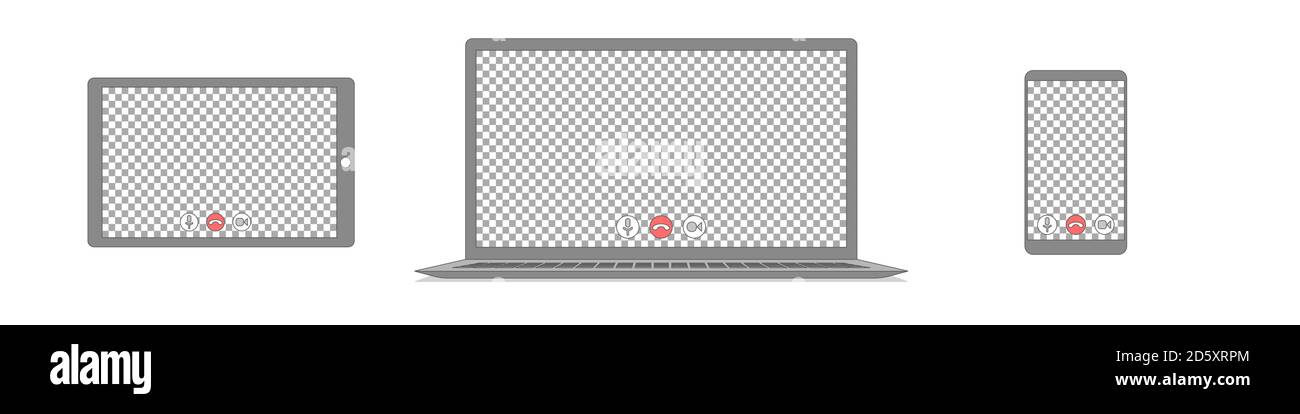 Realistischer Satz von Laptop, Tablet, Smartphone. Vektorgrafik. Stock Vektor