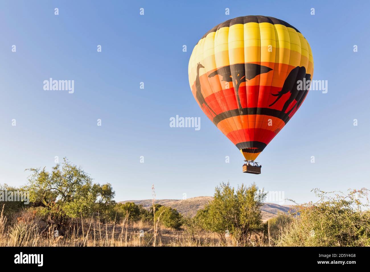 Südafrika, Nord-West, Bojanala Platinum, Heißluft-Ballon im Pilanesberg Game Reserve Stockfoto
