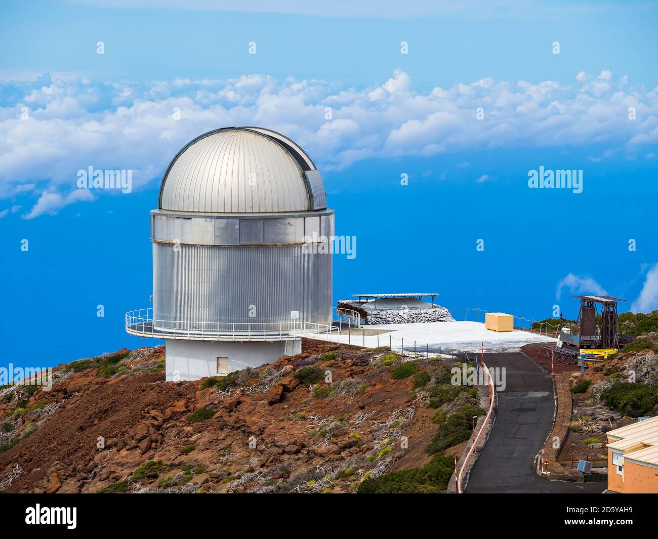 Spanien, Kanarische Inseln, La Palma, Observatorium Roque de Los Muchachos, Nordic Optical Telescope Stockfoto