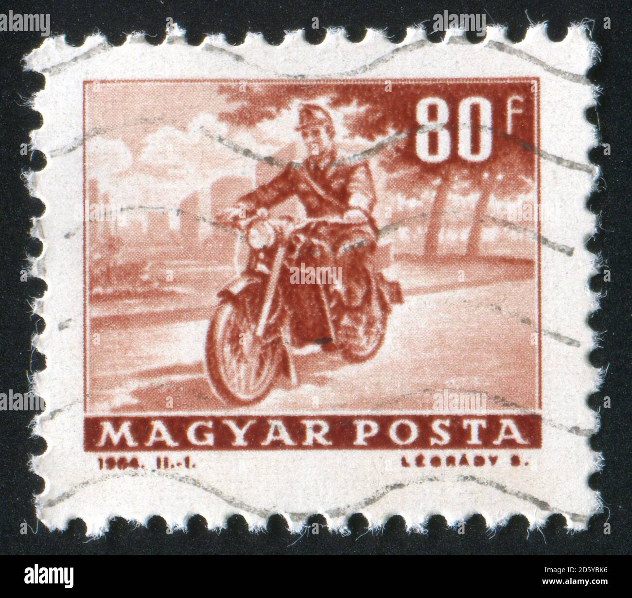 UNGARN - UM 1964: Briefmarke gedruckt von Ungarn, zeigt Motorradreise, um 1964 Stockfoto