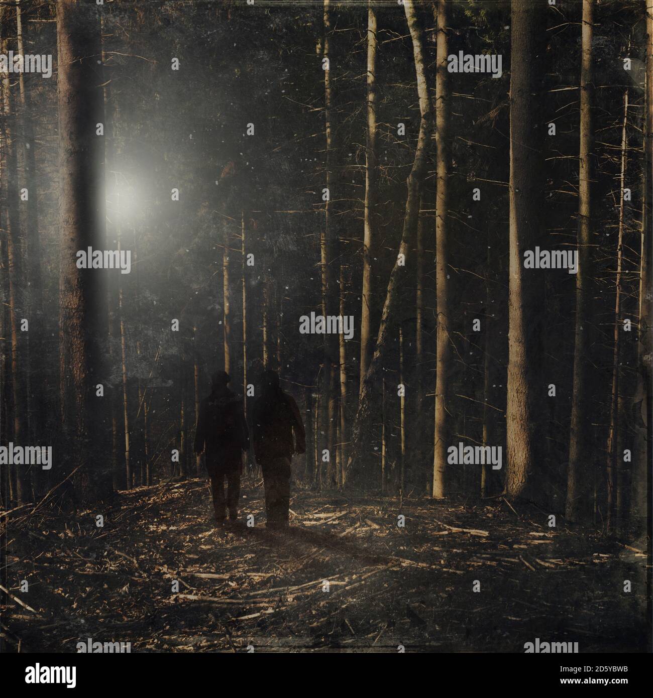 Deutschland, bei Wuppertal, zwei Personen im Wald, Digital Composite Stockfoto