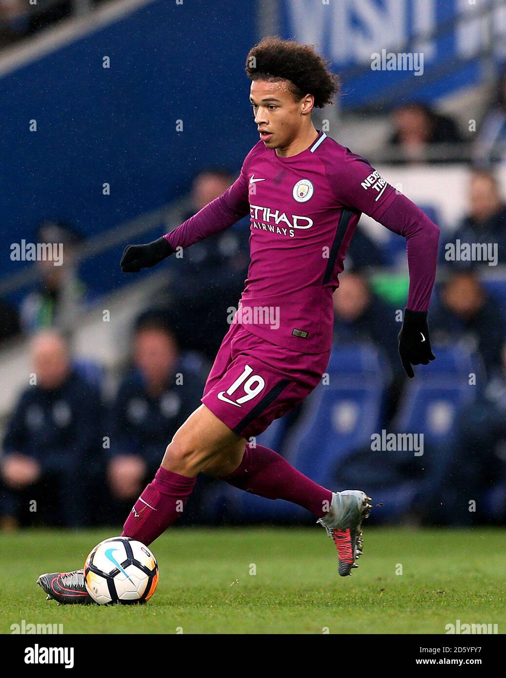 Leroy Sane in Manchester City in Aktion Stockfoto