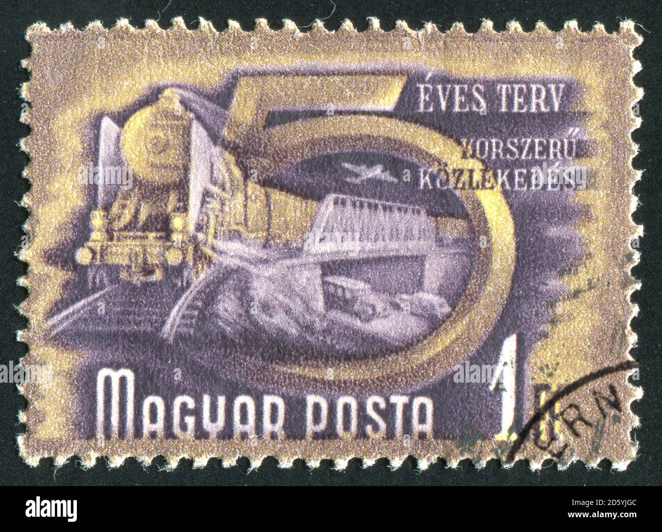 UNGARN- UM 1950: Briefmarke gedruckt von Ungarn, zeigt Zug, um 1950 Stockfoto