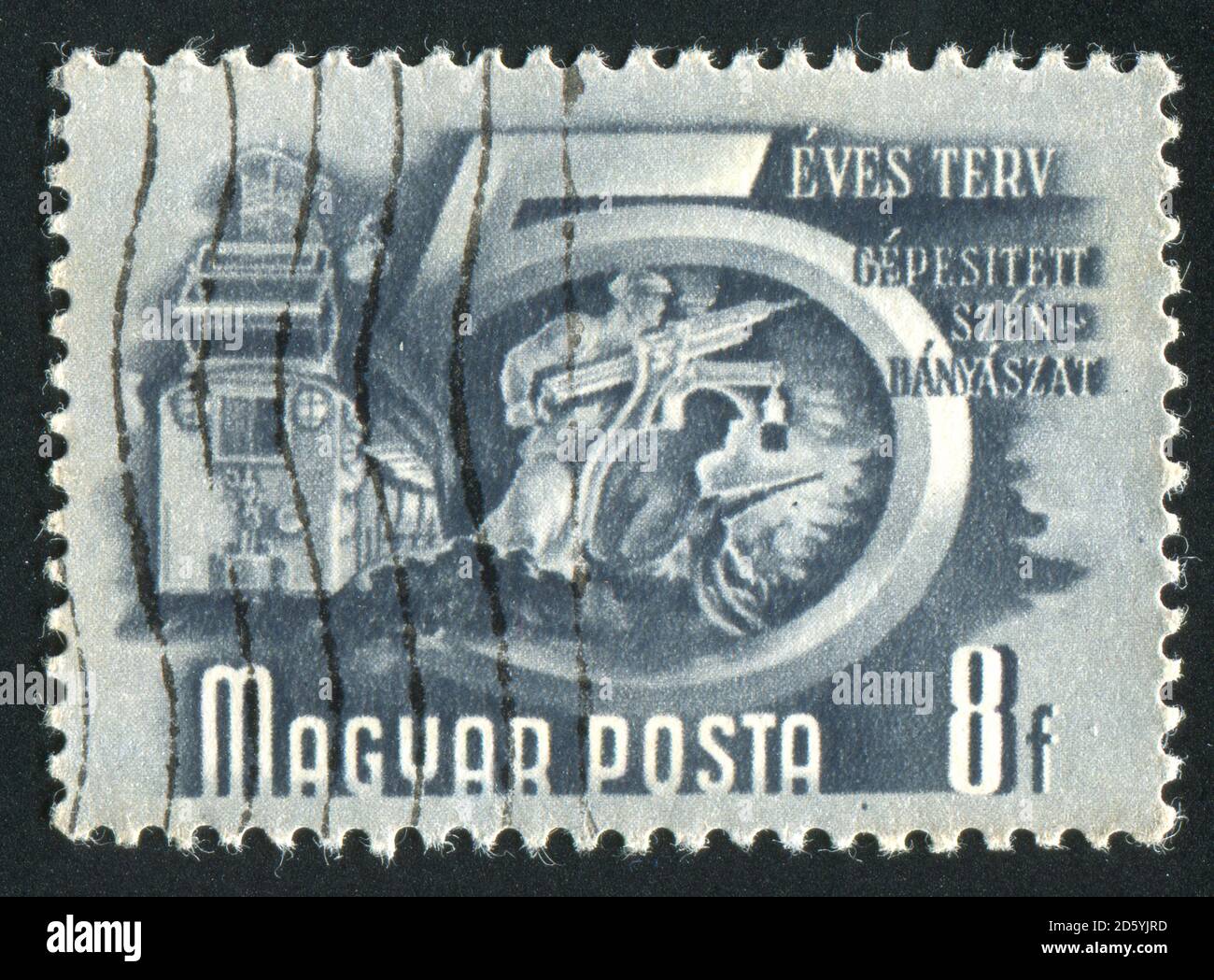 UNGARN- UM 1950: Stempel gedruckt von Ungarn, zeigt Kohlebergbau, um 1950 Stockfoto