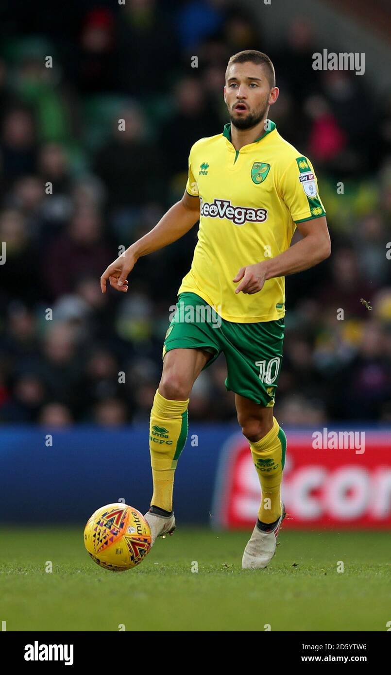 Moritz Leitner von Norwich City beim Sky Bet Championship-Spiel in der Carrow Road Norwich. Stockfoto