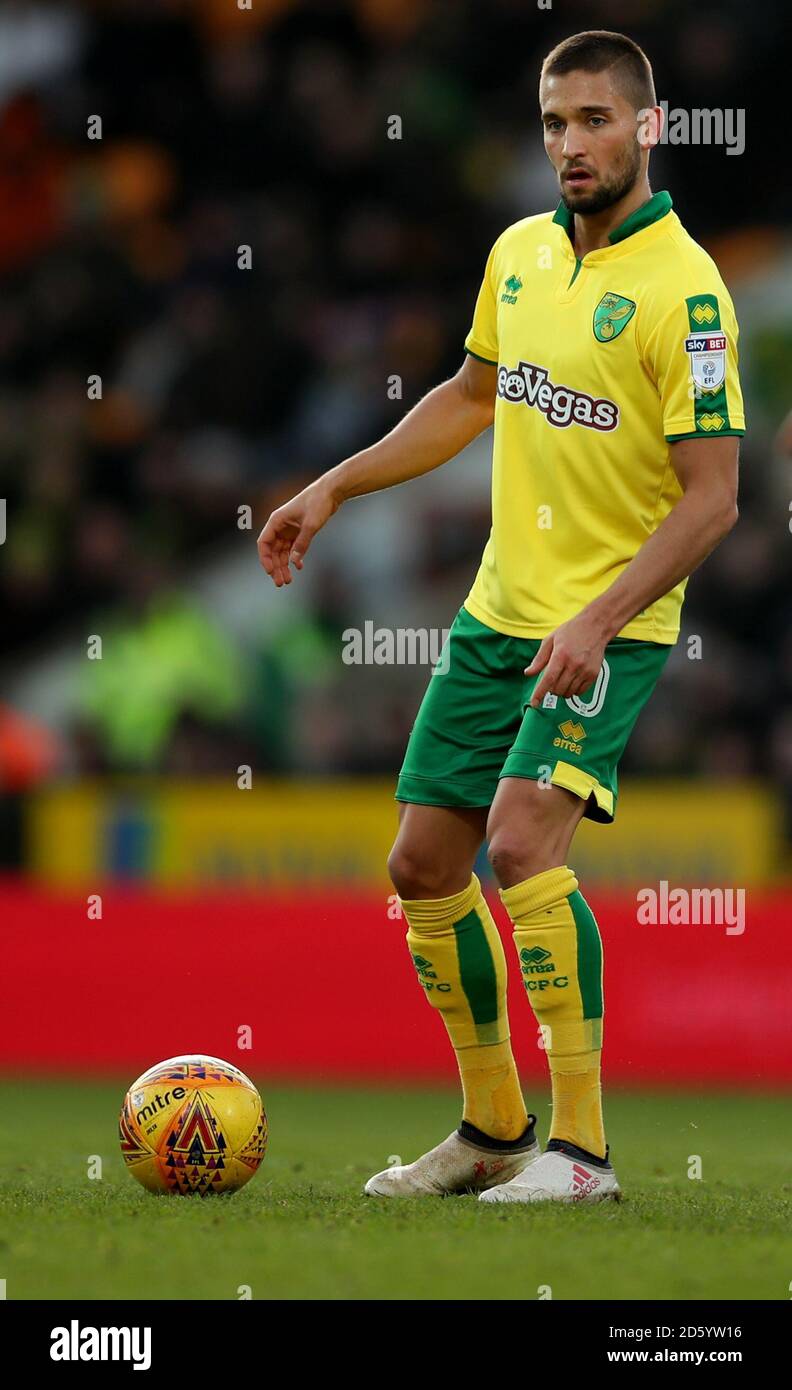 Moritz Leitner von Norwich City beim Sky Bet Championship-Spiel in der Carrow Road Norwich. Stockfoto