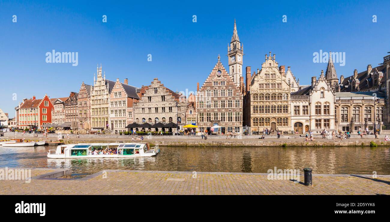 Belgien, Gent, Altstadt, historische Häuser am Fluss Leie Stockfoto