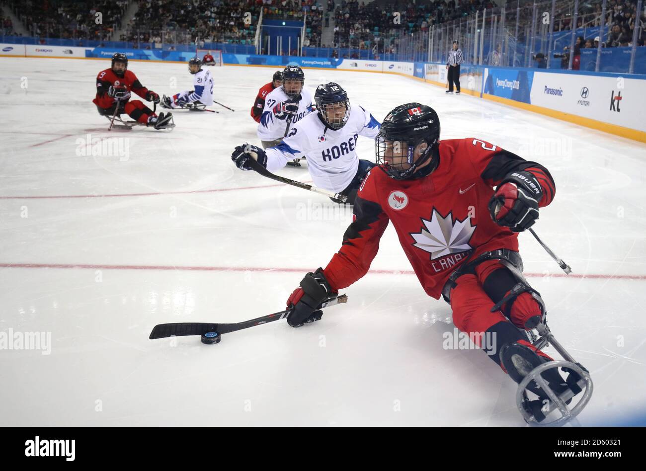 Kanada Bryan Sholomicki im Gangneung Hockey Center während des Tages Sechs der Winter-Paralympics 2018 in PyeongChang in Südkorea Stockfoto