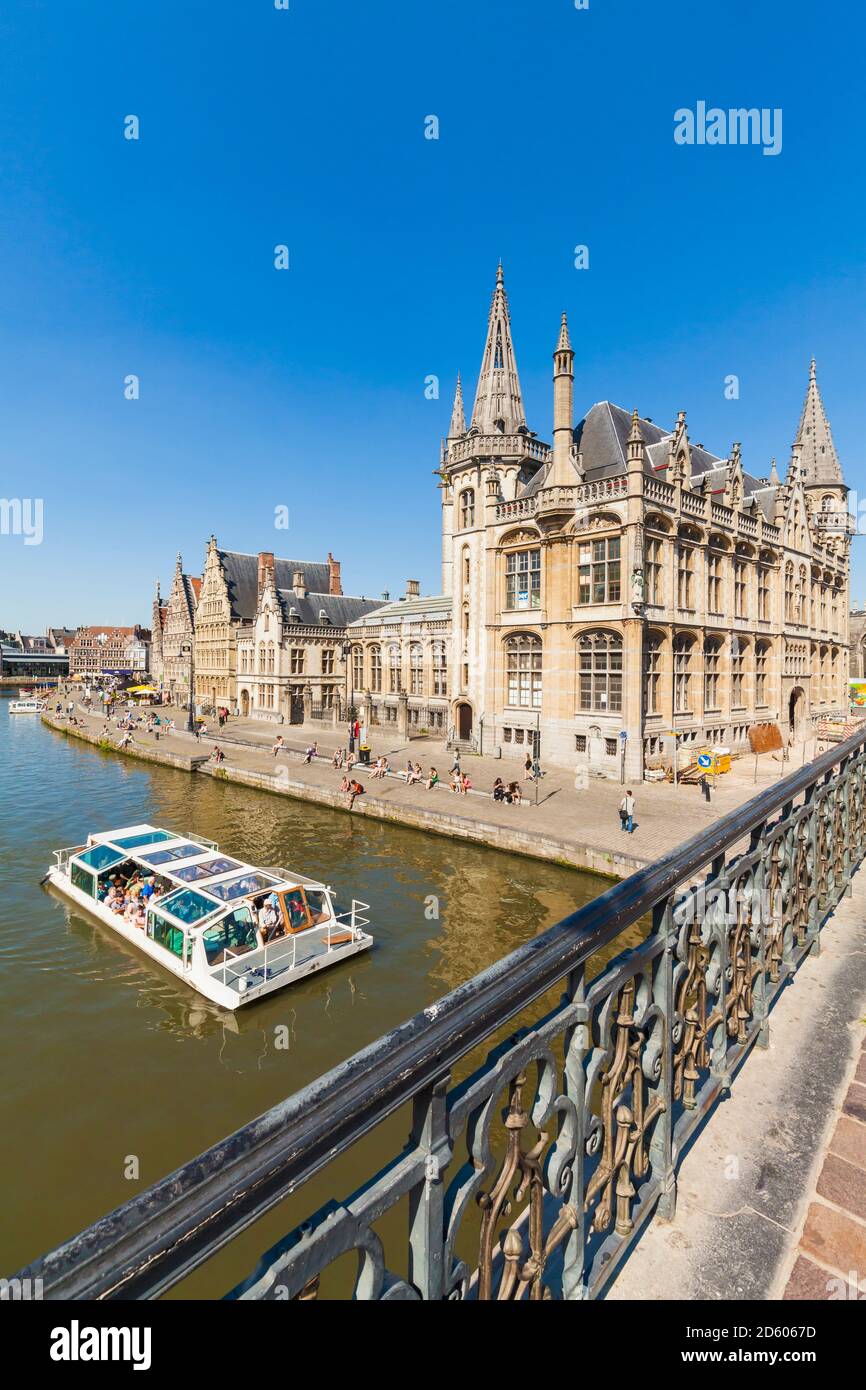 Belgien, Gent, Altstadt, historische Häuser am Fluss Leie Stockfoto