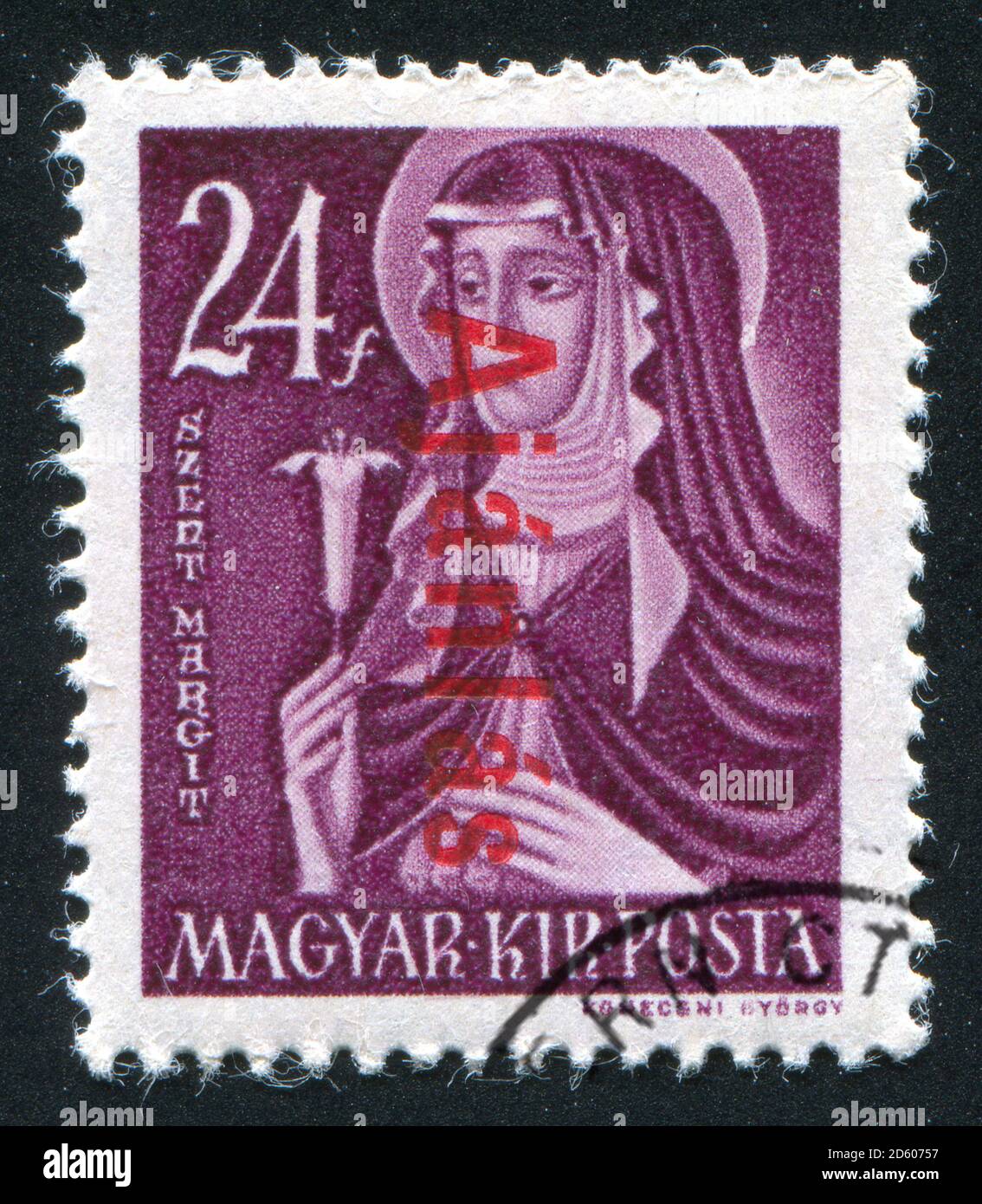 UNGARN- UM 1946: Briefmarke gedruckt von Ungarn, zeigt St. Margarete, um 1946 Stockfoto