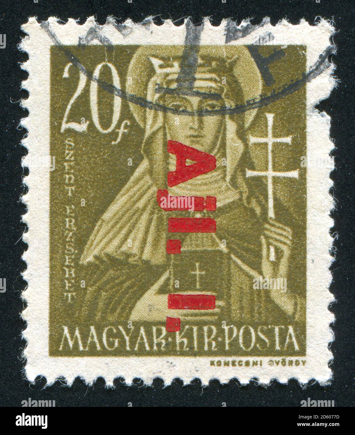 UNGARN- UM 1946: Briefmarke gedruckt von Ungarn, zeigt St. Elisabeth, um 1946 Stockfoto