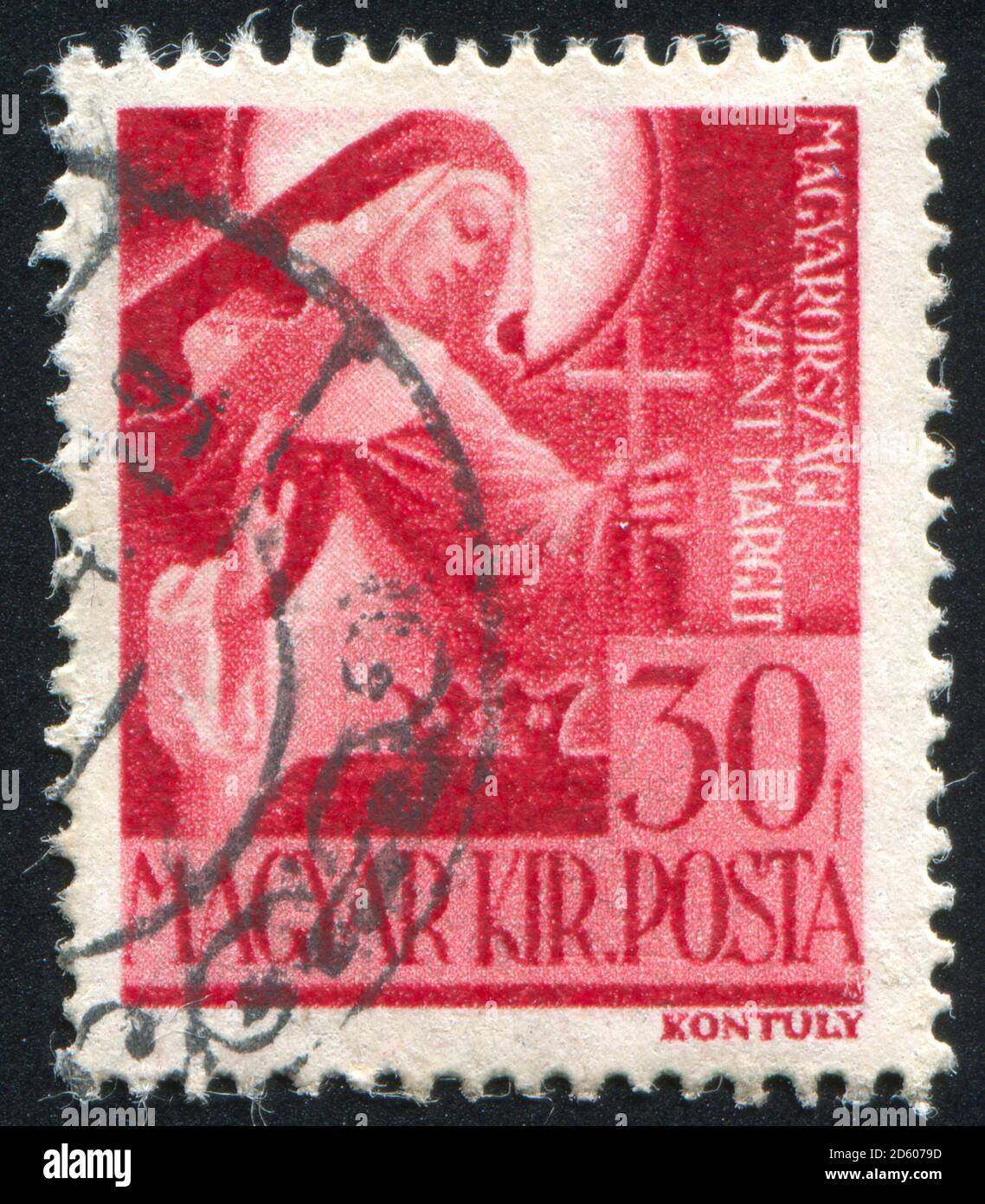 UNGARN- UM 1946: Briefmarke gedruckt von Ungarn, zeigt St. Margarete, um 1946 Stockfoto