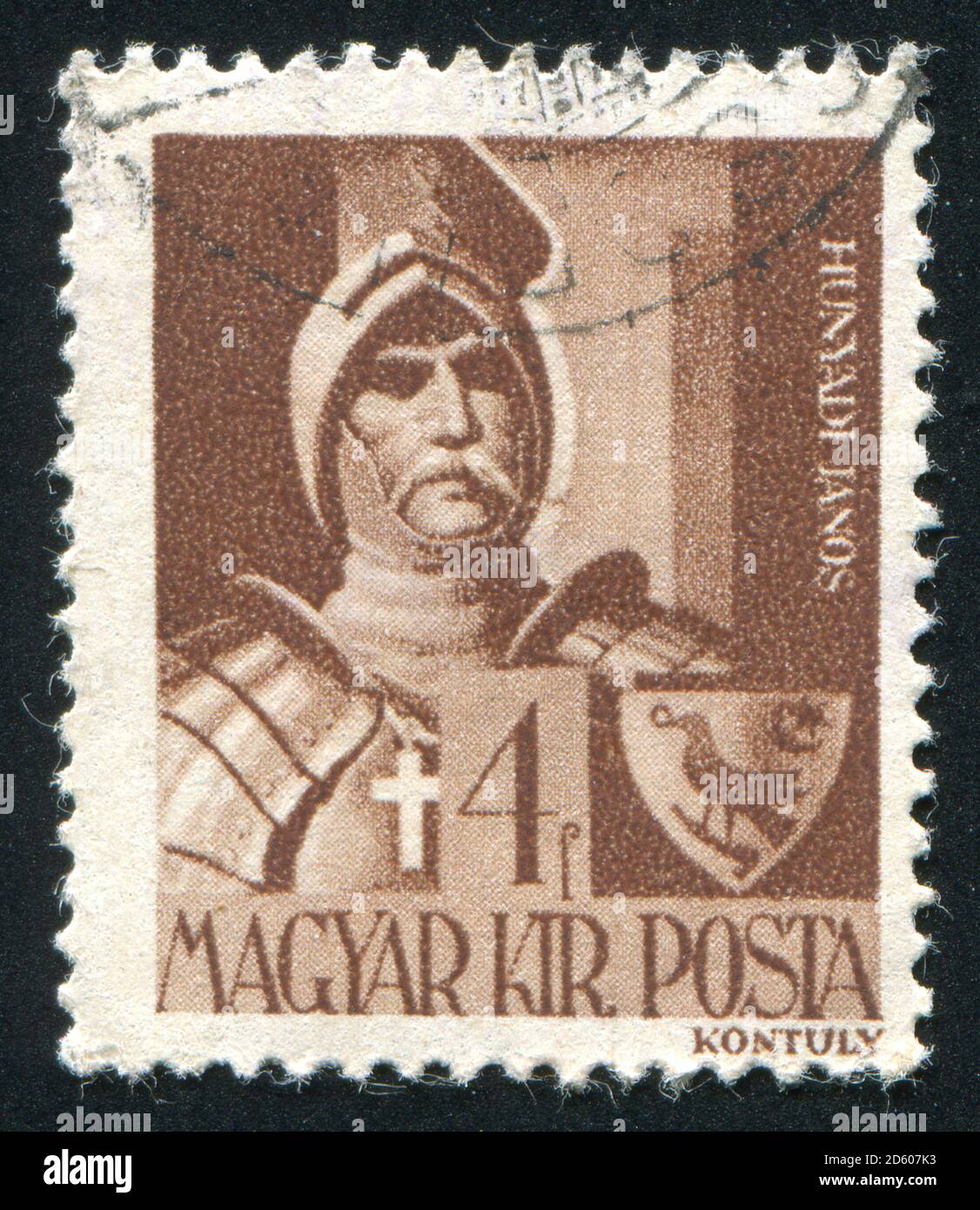 UNGARN- UM 1943: Briefmarke gedruckt von Ungarn, zeigt Janos Hunyadi, um 1943 Stockfoto
