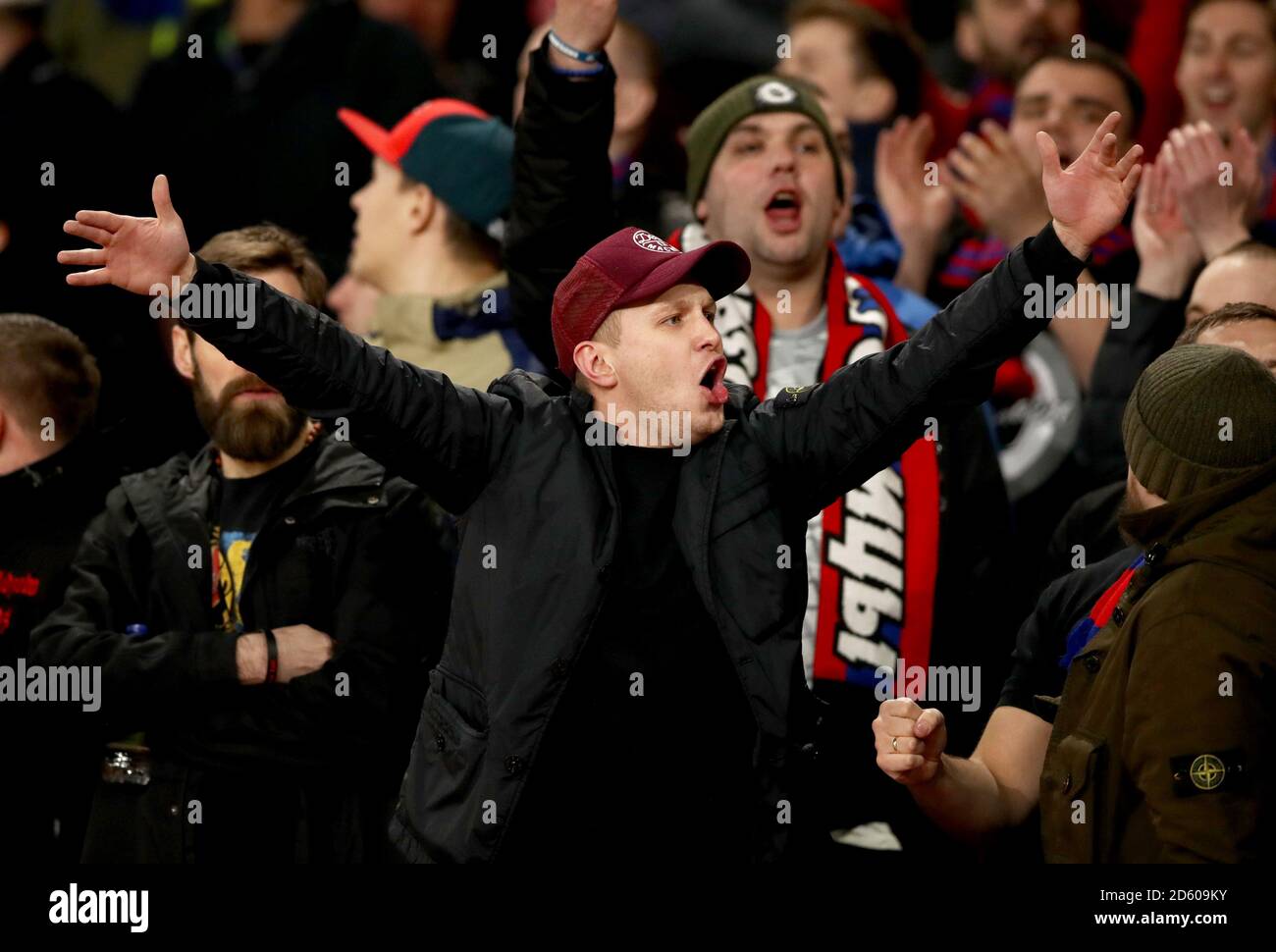 CSKA Moskaus Fans auf der Tribüne Stockfoto