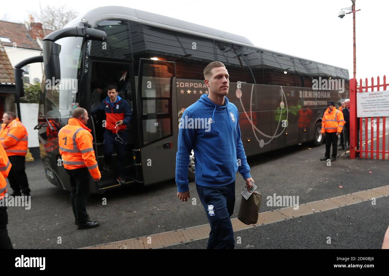 Michael Morrison von Birmingham kommt am Ashton Gate an Stockfoto