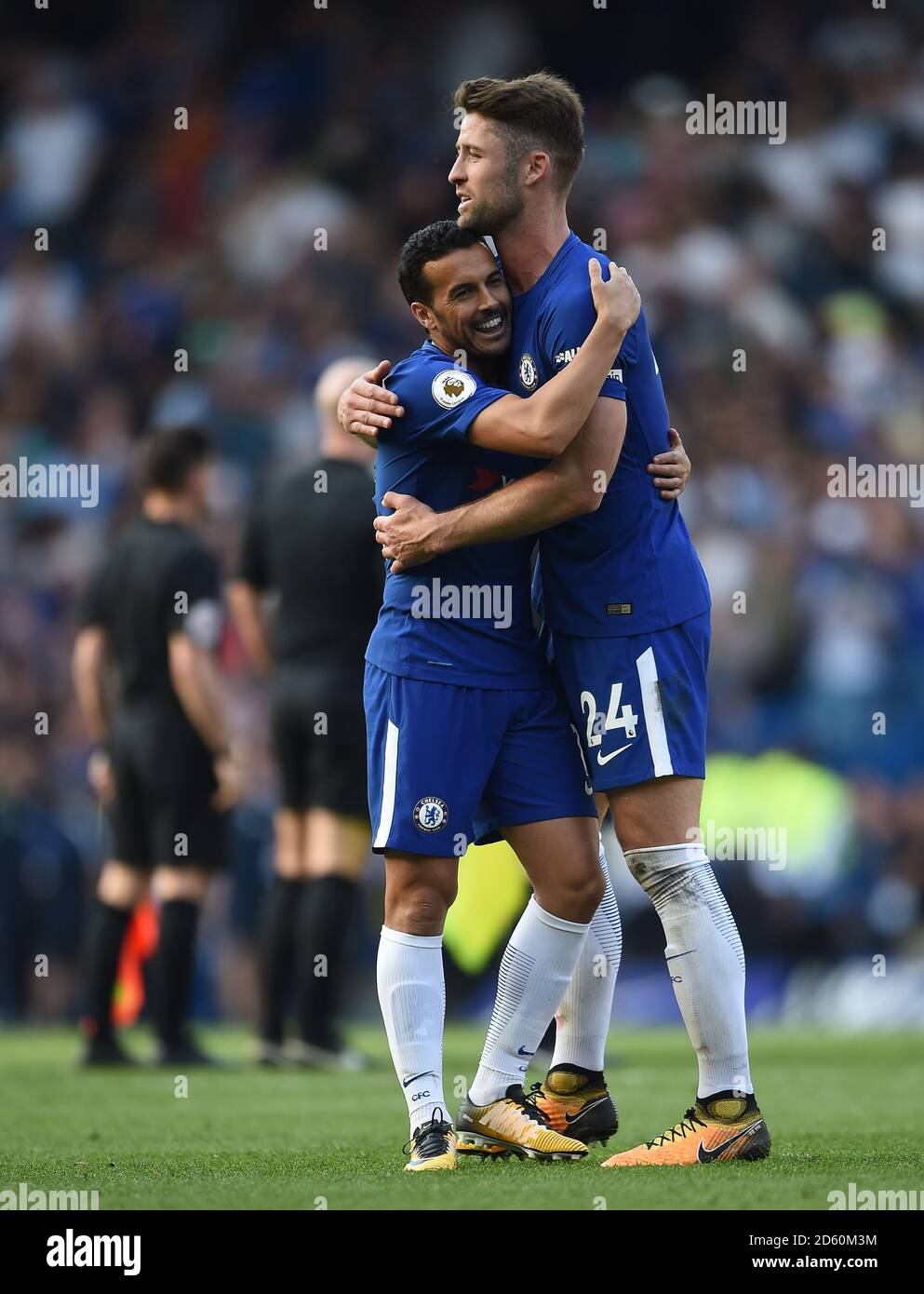 Chelsea's Pedro und Gary Cahill feiern in Vollzeit Stockfoto