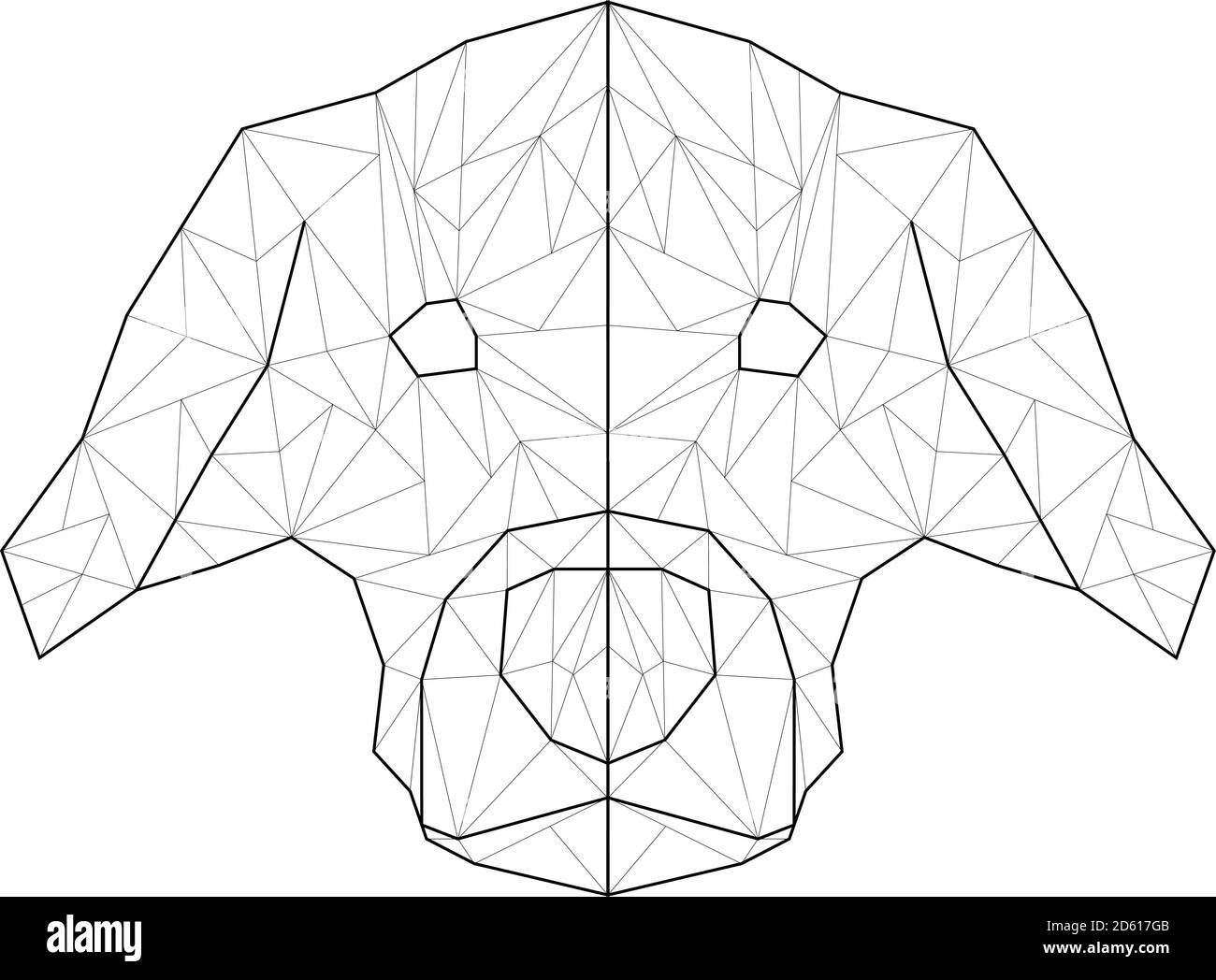 Vektor. Abstrakter polygonaler Kopfhund. Lineares geometrisches Symbol Stock Vektor