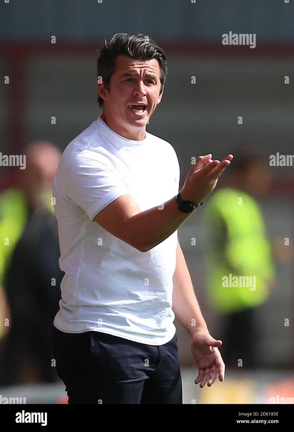 Fleetwood Town-Manager Joey Barton ist auf der Touchline Stockfoto