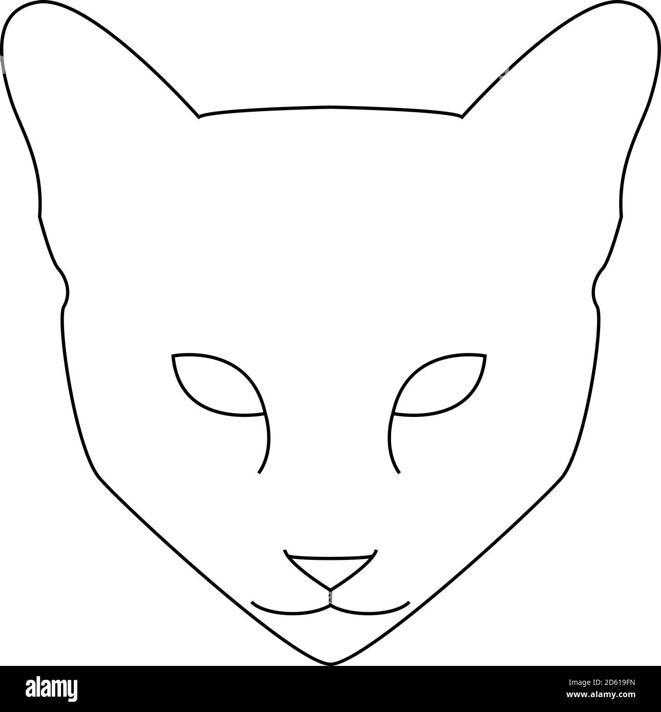 Katzengesicht. Schwarz-weiße Skizze. Vektorgrafik Stock Vektor