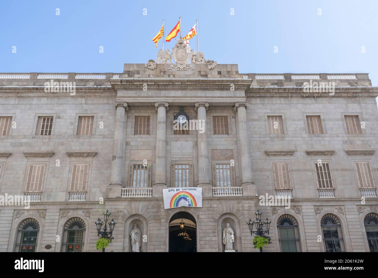 Barcelona, Katalonien, Spanien - 3. Oktober 2020: Rathaus von Barcelona , die Hauptstadt und größte Stadt der autonomen Gemeinschaft Katalonien, und die Stockfoto